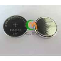 LIR2032卧式焊脚纽扣电池 3.6V充电锂电池