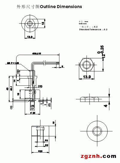 液位传感器（水位传感器）FS-0146-XXX尺寸规格