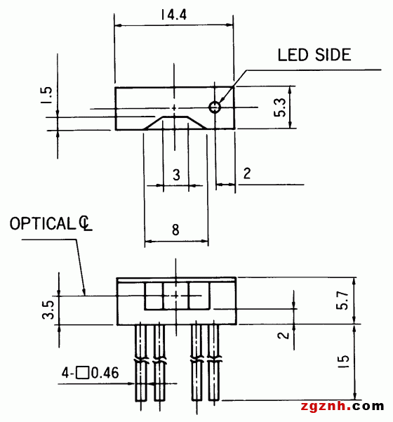 光电传感器（光学传感器）OM-2607尺寸规格