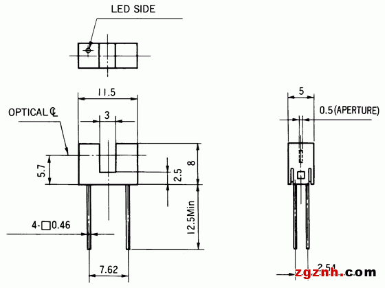 光电传感器（光学传感器）OJ-1709尺寸规格