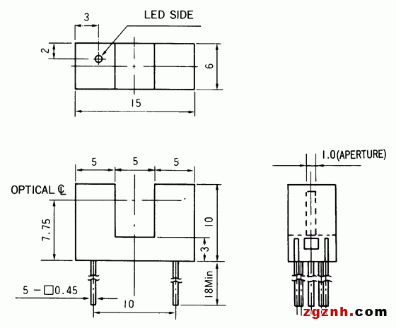 光电传感器（光学传感器）OJ-1201尺寸规格