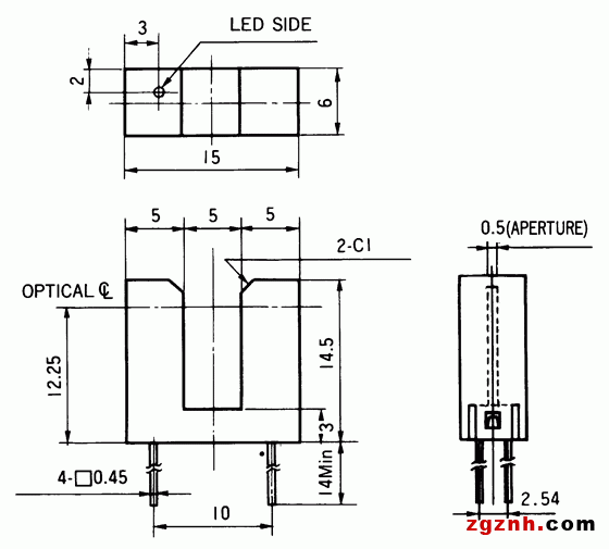光电传感器（光学传感器）OJ-1306尺寸规格