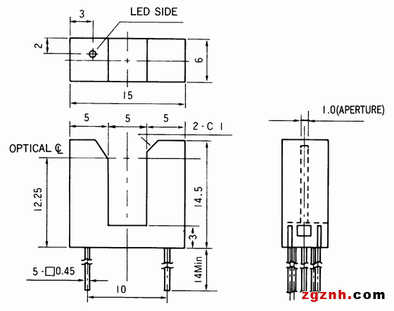 光电传感器（光学传感器）OJ-1301尺寸规格
