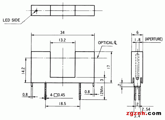 光电传感器（光学传感器）OJ-2306尺寸规格