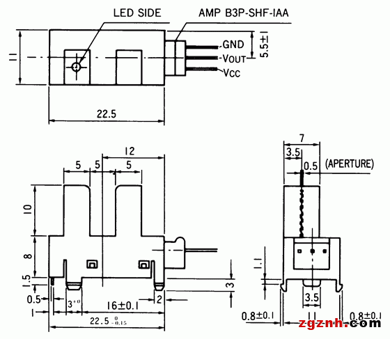 光电传感器（光学传感器）OJ-5205尺寸规格