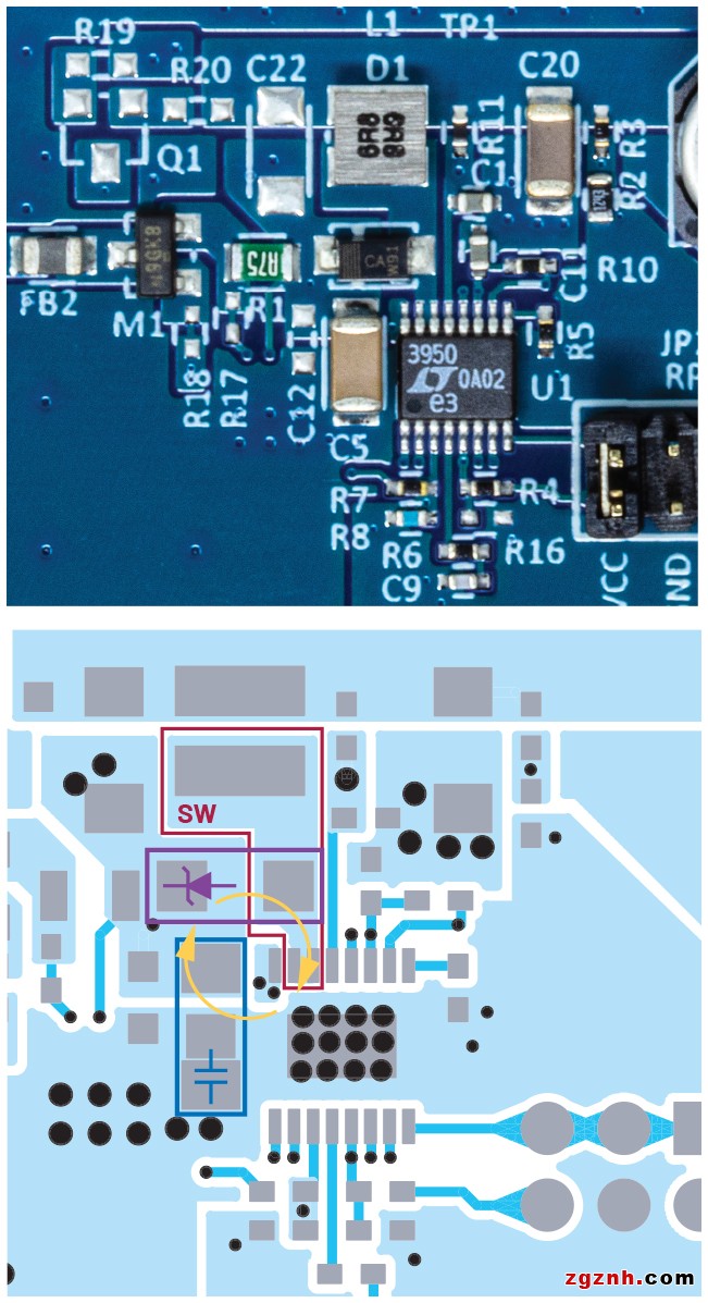 ADI 技术文章图2 - 异步DC-DC升压转换器（包含续流二极管）还能实现低辐射吗 