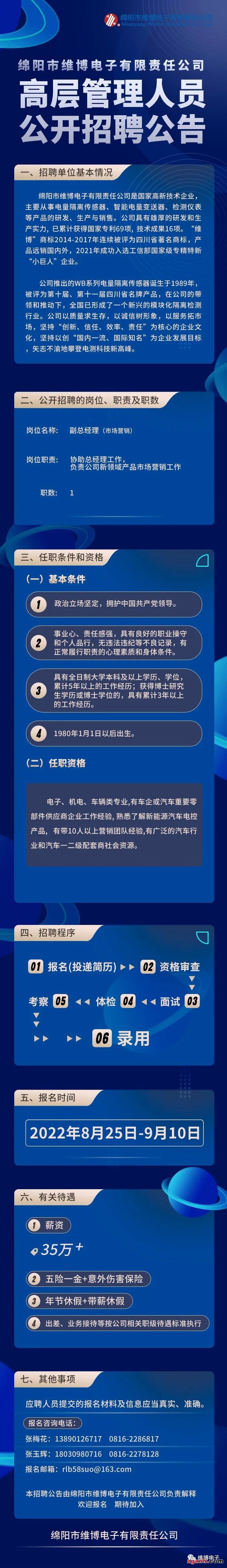 维博公司高层管理人员公开招聘公告